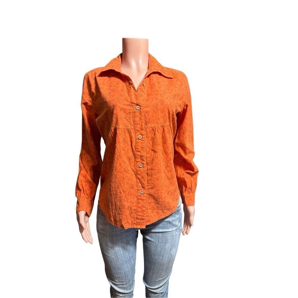 Pulp long-sleeve floral apricot button-up casual top M